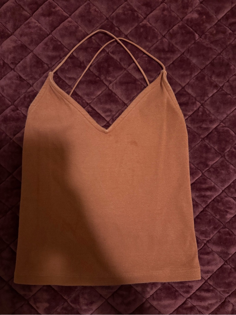 Women's Peach Knit V-Neck Cami Top